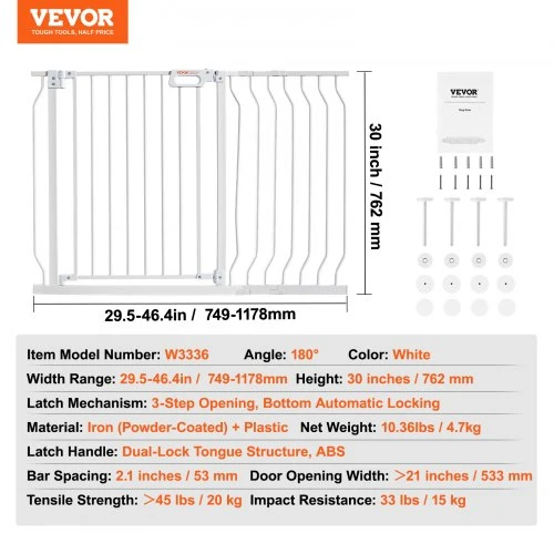 Koduva Šunų varteliai durų angoms VEVOR W3336, 75-123 cm, balti