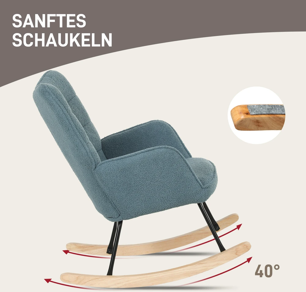Koduva Supamasis krėslas, ergonominės formos, buko medžio slystės, iki 120 kg, šviesiai mėlynas