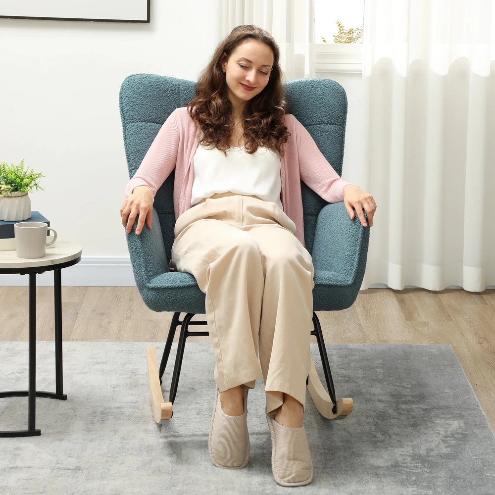 Koduva Supamasis krėslas, ergonominės formos, buko medžio slystės, iki 120 kg, šviesiai mėlynas