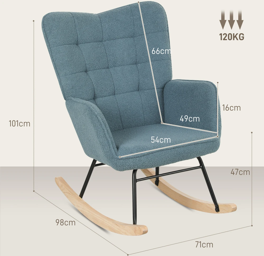 Koduva Supamasis krėslas, ergonominės formos, buko medžio slystės, iki 120 kg, šviesiai mėlynas