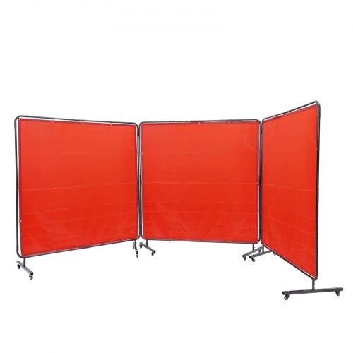 Koduva Suvirinimo užuolaida VEVOR su rėmu, 3 dalių, vinilas, raudona, 1,8 x 1,8 m