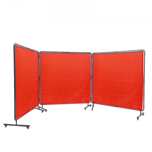 Koduva Suvirinimo užuolaida VEVOR su rėmu, 3 dalių, vinilas, raudona, 1,8 x 1,8 m