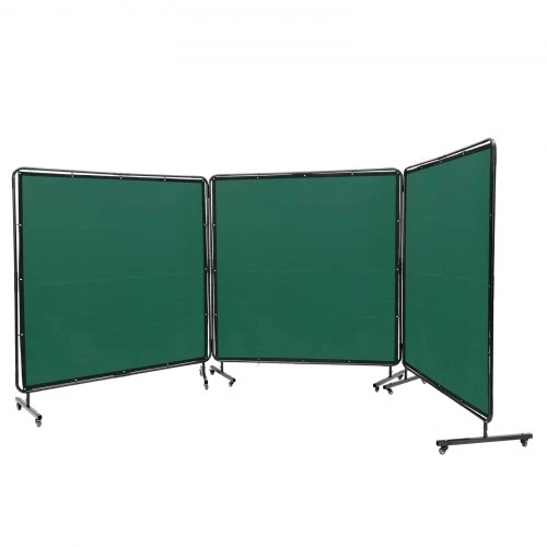 VEVOR Suvirinimo užuolaida su rėmu, 3 dalių, žalia, 180 x 180 cm