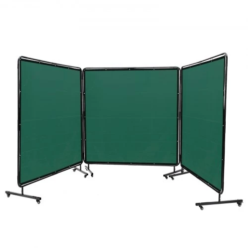 VEVOR Suvirinimo užuolaida su rėmu, 3 dalių, žalia, 180 x 180 cm