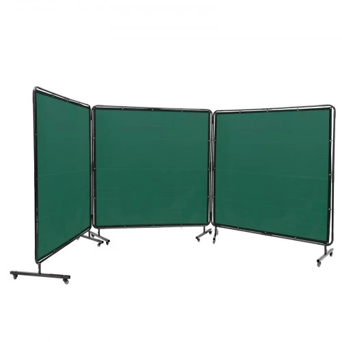VEVOR Suvirinimo užuolaida su rėmu, 3 dalių, žalia, 180 x 180 cm