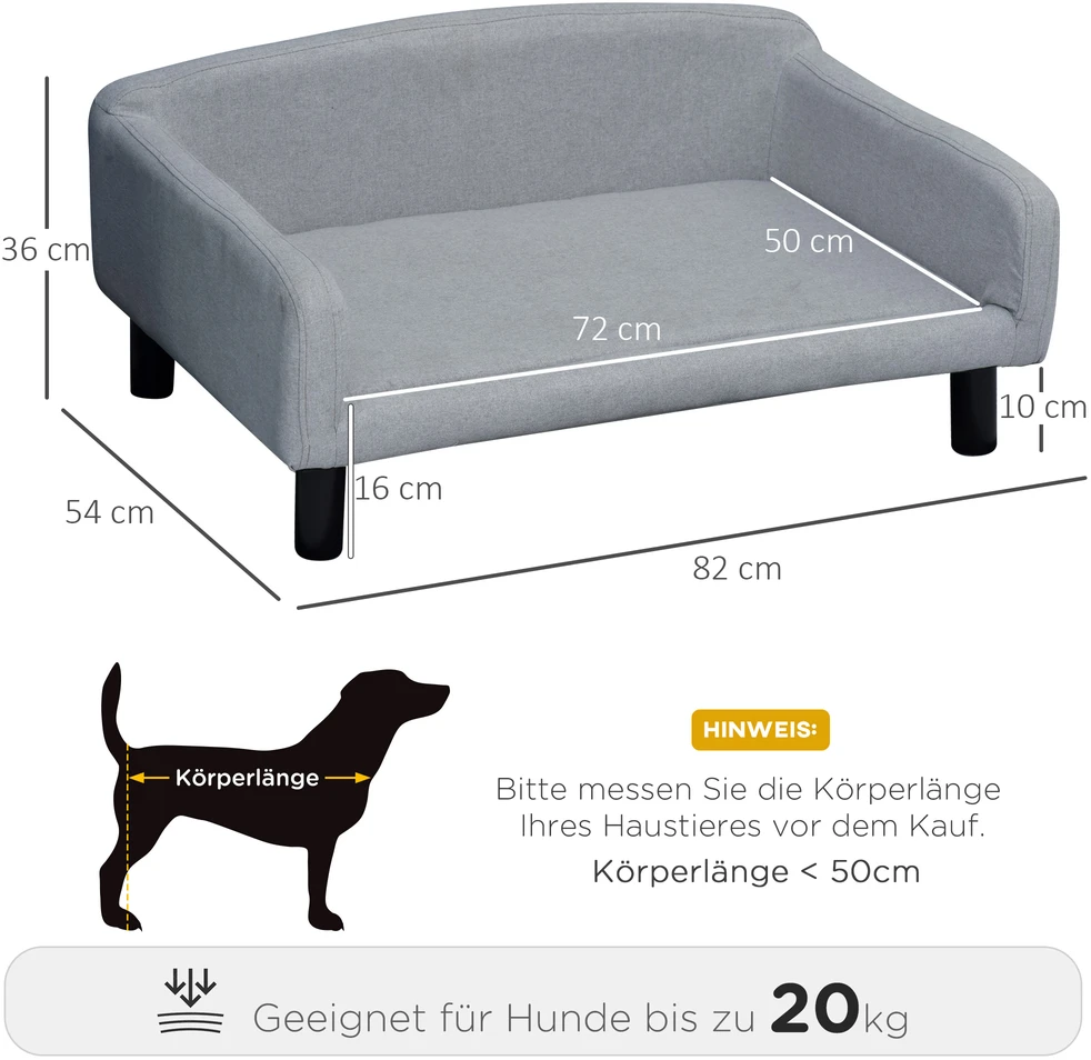 Aosom Šviesiai pilka augintinio sofa su nuimama pagalvėle, iki 20 kg