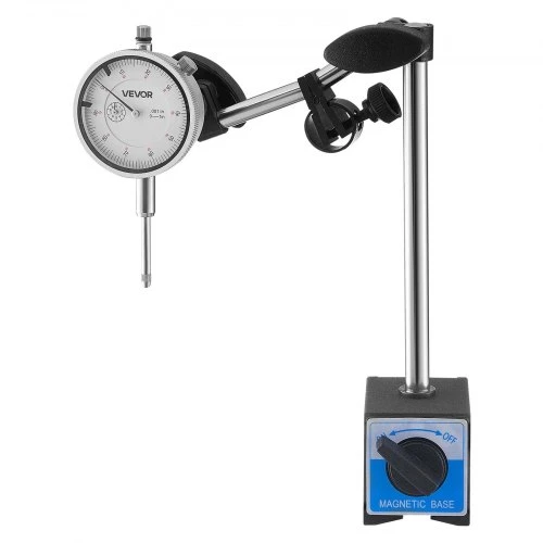 Koduva Svirtinis indikatorius VEVOR su dvigubo strypo magnetiniu stovu ir dėklu, 0,03 mm, 0-25,4 mm