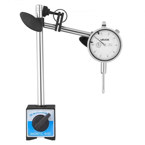 Koduva Svirtinis indikatorius VEVOR su dvigubo strypo magnetiniu stovu ir dėklu, 0,03 mm, 0-25,4 mm