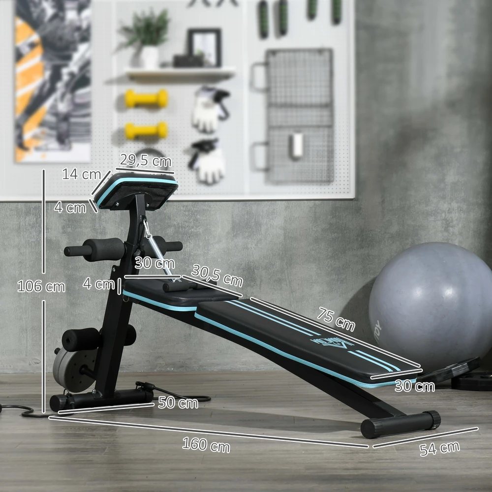 Aosom Svorio suolas, sulankstomas, reguliuojamas 7 padėtimis, juodas ir mėlynas, iki 120 kg