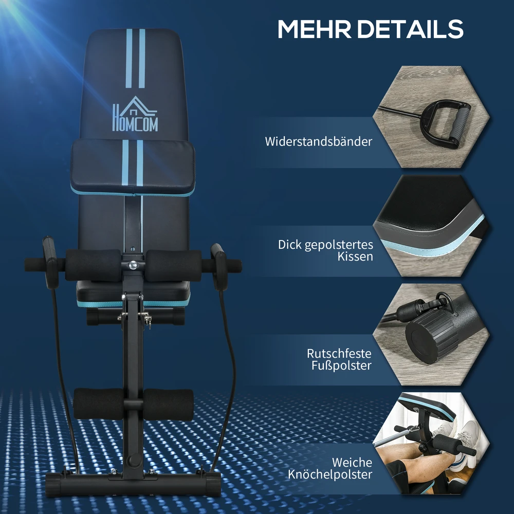 Aosom Svorio suolas, sulankstomas, reguliuojamas 7 padėtimis, juodas ir mėlynas, iki 120 kg