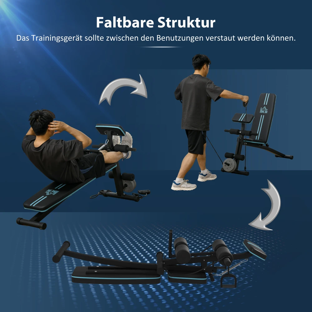 Aosom Svorio suolas, sulankstomas, reguliuojamas 7 padėtimis, juodas ir mėlynas, iki 120 kg