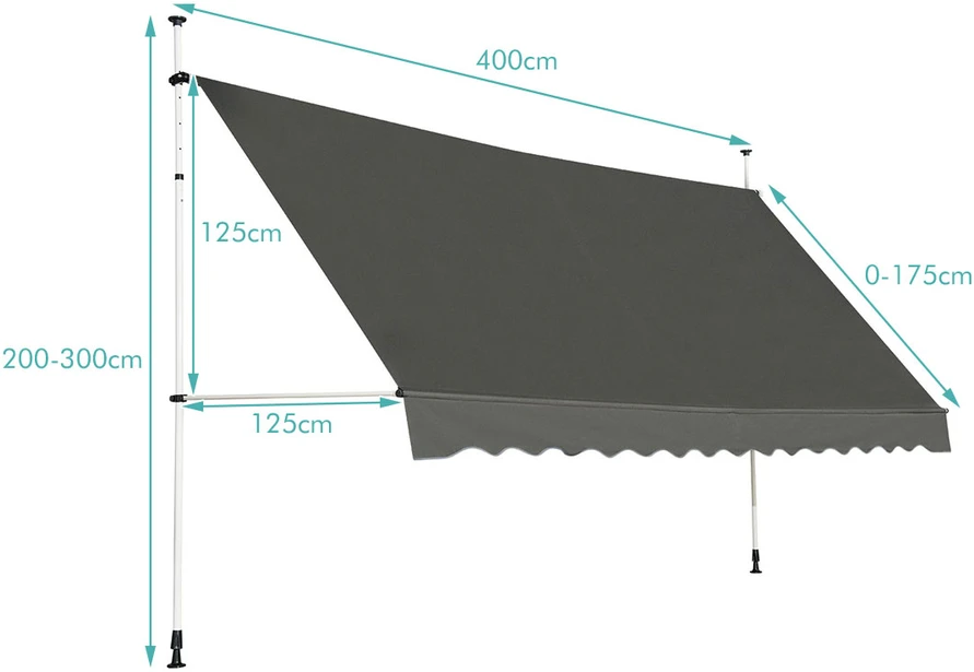 Promotion Teleskopinis balkono markizė 395x120cm pilka