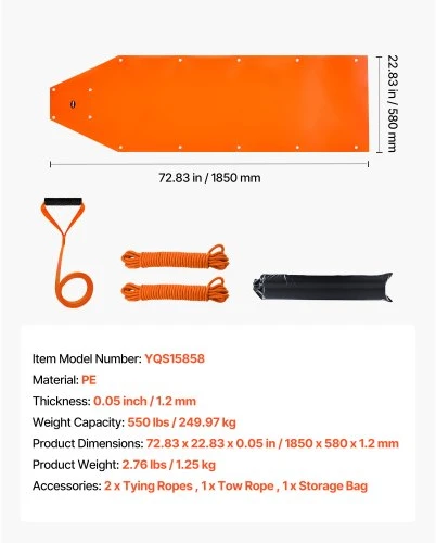 VEVOR Tempiamos rogės, PE, 185 x 58 cm, iki 250 kg