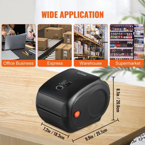 Koduva Terminis etikečių spausdintuvas VEVOR, 300 DPI, Bluetooth/USB, 25 x 21 x 18 cm