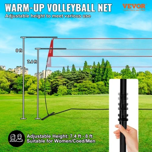 VEVOR Tinklinio treniruočių tinklas JH-204, reguliuojamo aukščio, raudonas, 427 cm