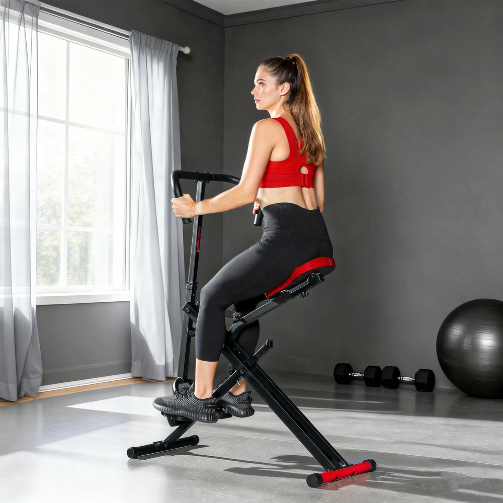 Aosom Total Crunch treniruoklis, reguliuojamas, metalas, raudonas