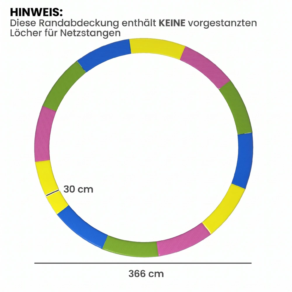 Aosom Trampolino krašto apsauga, daugiaspalvė, Ø366 cm, 30 cm