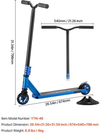 VEVOR Triukinis paspirtukas, aliuminis, 67 x 54 x 80 cm