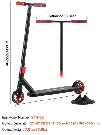 VEVOR Triukinis paspirtukas YTN-38, aliuminis, 70 x 51 x 80 cm
