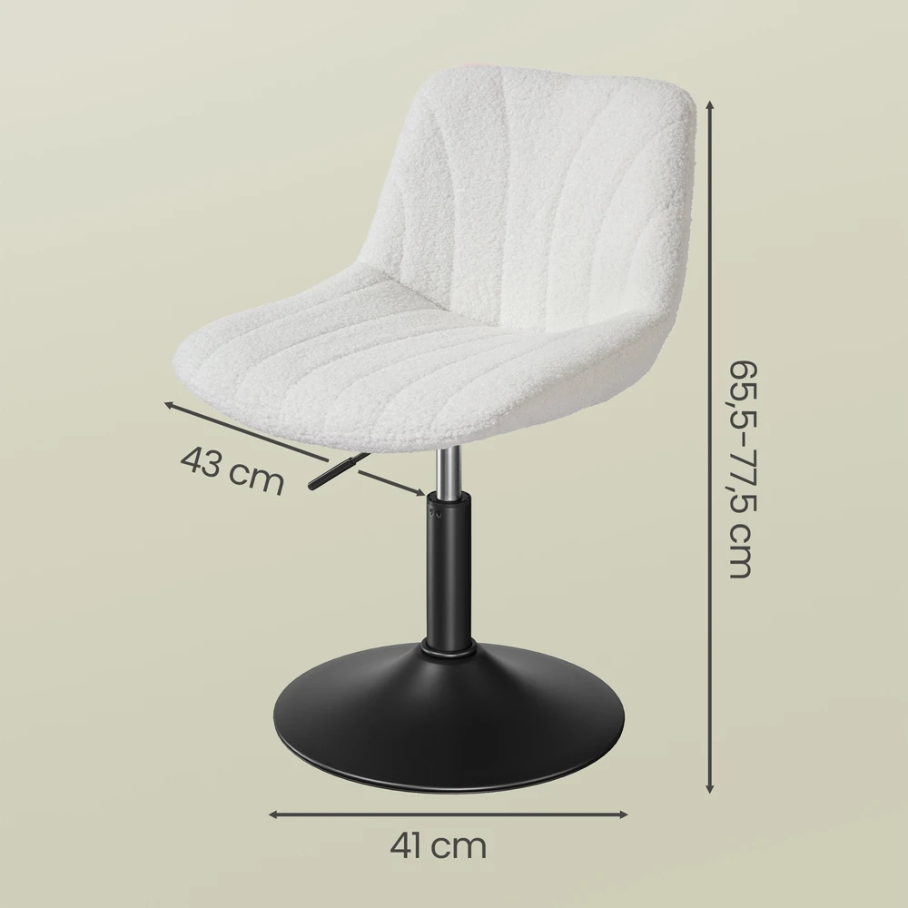 Koduva Tualetinio staliuko kėdutė su atlošu, reguliuojamo aukščio, 46,5 x 43 x 65,5–77,5 cm, balta