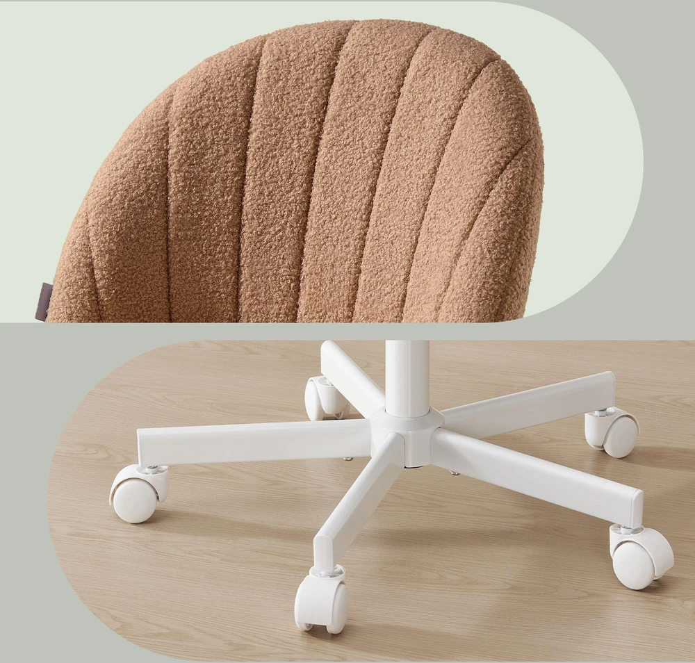Koduva Tualetinis krėslas su teddy fliso paviršiumi, karamelės rudas, 60 x 60 x 70,5–83,5 cm