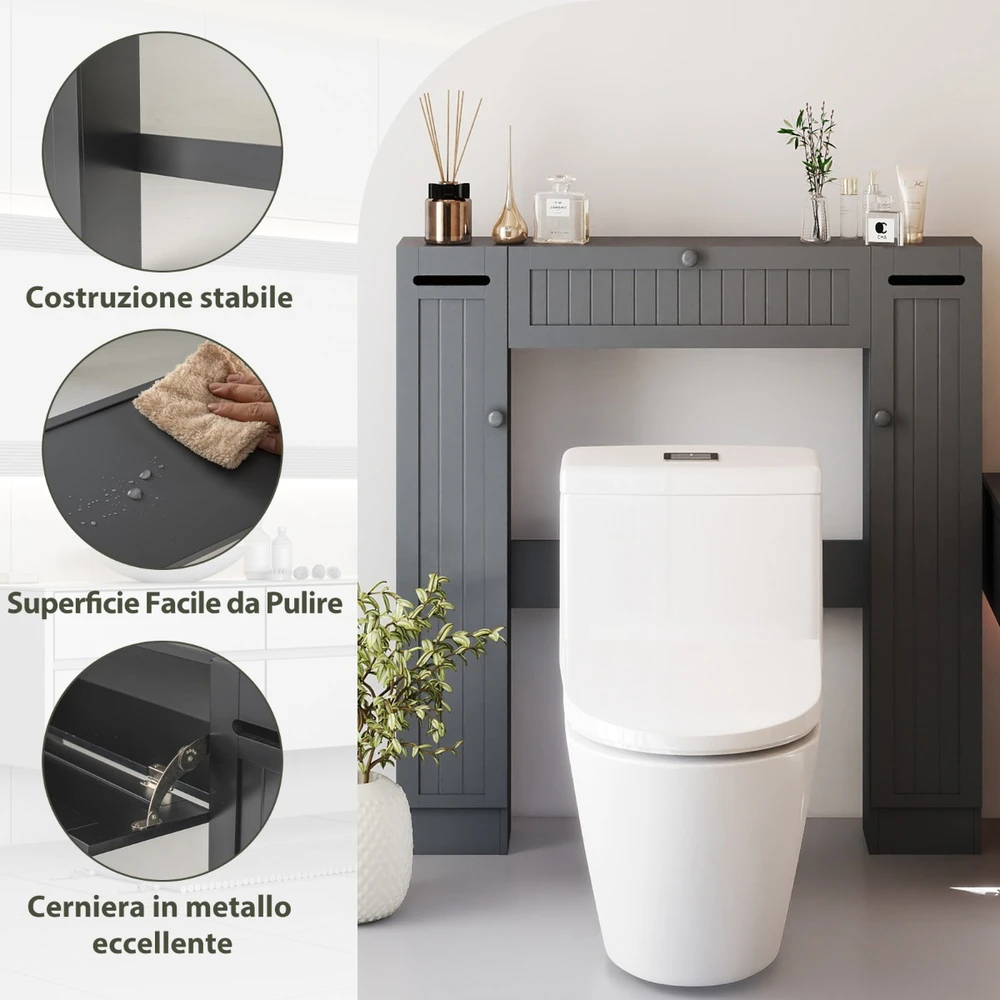 Promotion Tualeto spintelė su reguliuojamomis lentynomis, pilka