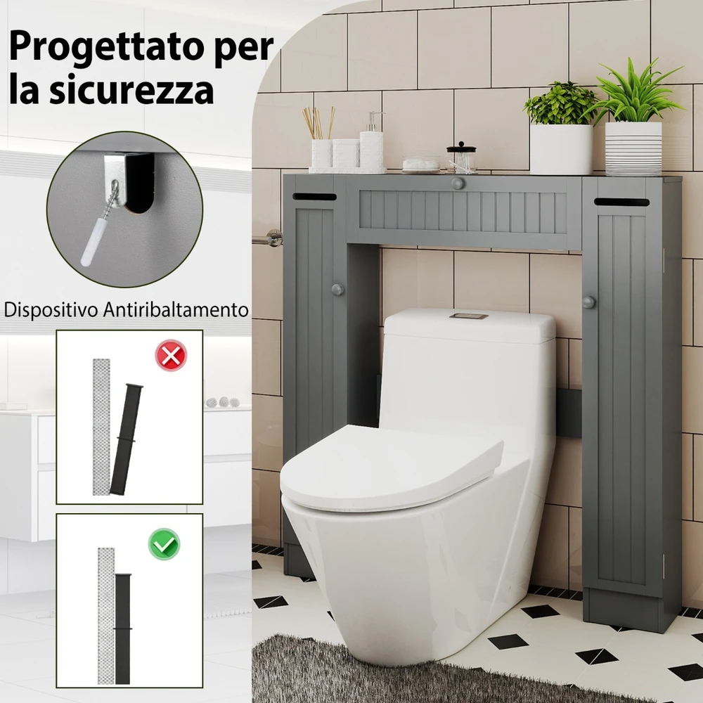 Promotion Tualeto spintelė su reguliuojamomis lentynomis, pilka