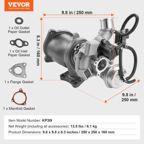 VEVOR Turbo kompresorius GT1446S, su tarpine, 330 x 270 x 195 mm