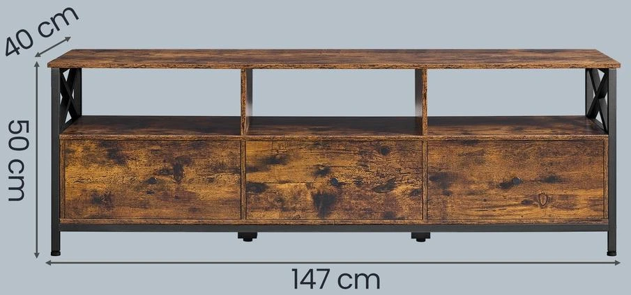 Koduva TV staliukas televizoriams iki 65 colių, 147 x 40 x 50 cm, rudas-juodas