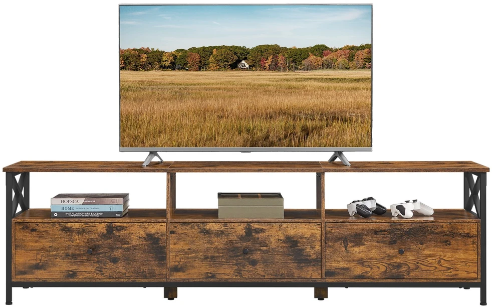 Koduva TV staliukas televizoriams iki 80 colių, 178 x 40 x 50 cm, ruda-juoda