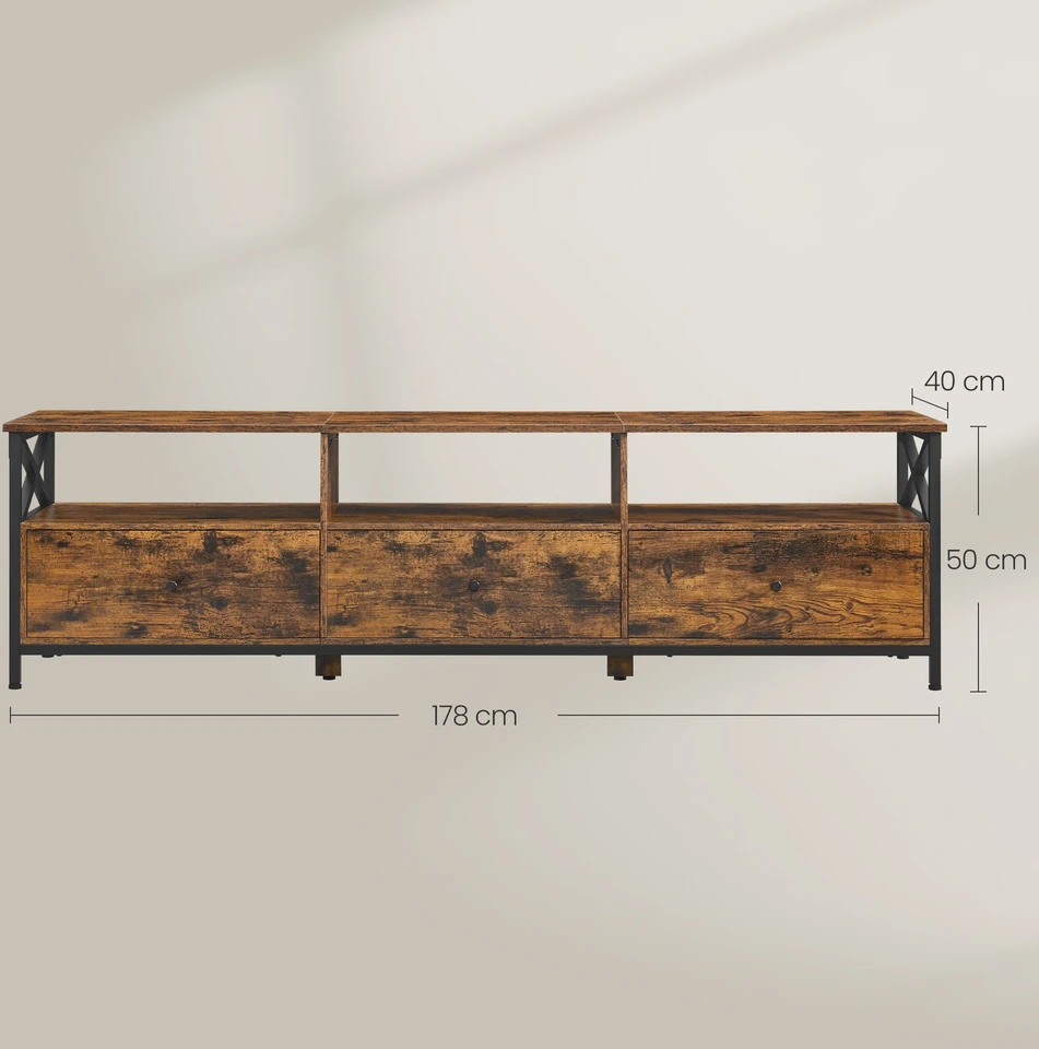 Koduva TV staliukas televizoriams iki 80 colių, 178 x 40 x 50 cm, ruda-juoda