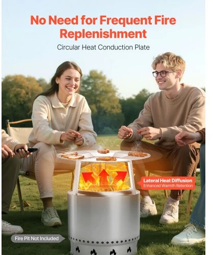VEVOR Ugnies duobės šilumos deflektorius, skirtas Solo Stove Yukon, nerūdijantis plienas 304, apvalus, 64 x 25 cm