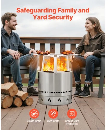 VEVOR Ugnies duobės šilumos deflektorius, skirtas Solo Stove Yukon, nerūdijantis plienas 304, apvalus, 64 x 25 cm