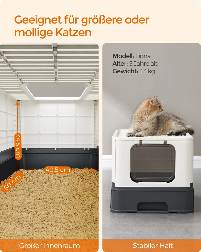 Koduva Uždara kačių kraiko dėžė su dangčiu, beige-juodas, PP ir PC, 54,3 x 42,5 x 37,8 cm