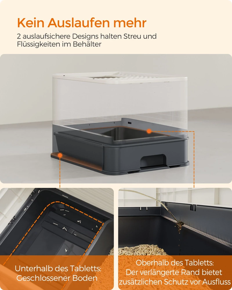Koduva Uždara kačių kraiko dėžė su dangčiu, beige-juodas, PP ir PC, 54,3 x 42,5 x 37,8 cm