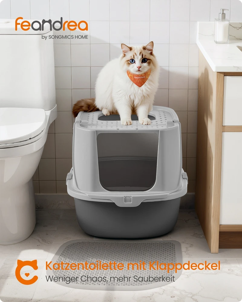 Koduva Uždara kačių tualeto dėžė su kastuvėliu ir šepečiu, PP plastikas, 57 x 43,6 x 38,2 cm