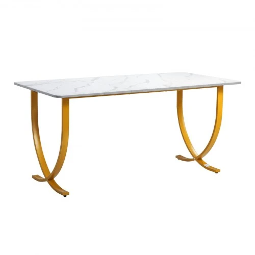 VEVOR Vadovo darbo stalas ZH607, 160 x 80 x 75 cm, baltas ir auksinis
