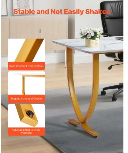 VEVOR Vadovo darbo stalas ZH607, 160 x 80 x 75 cm, baltas ir auksinis