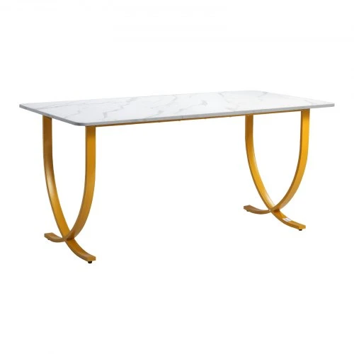 VEVOR Vadovo darbo stalas ZH607, 160 x 80 x 75 cm, baltas ir auksinis