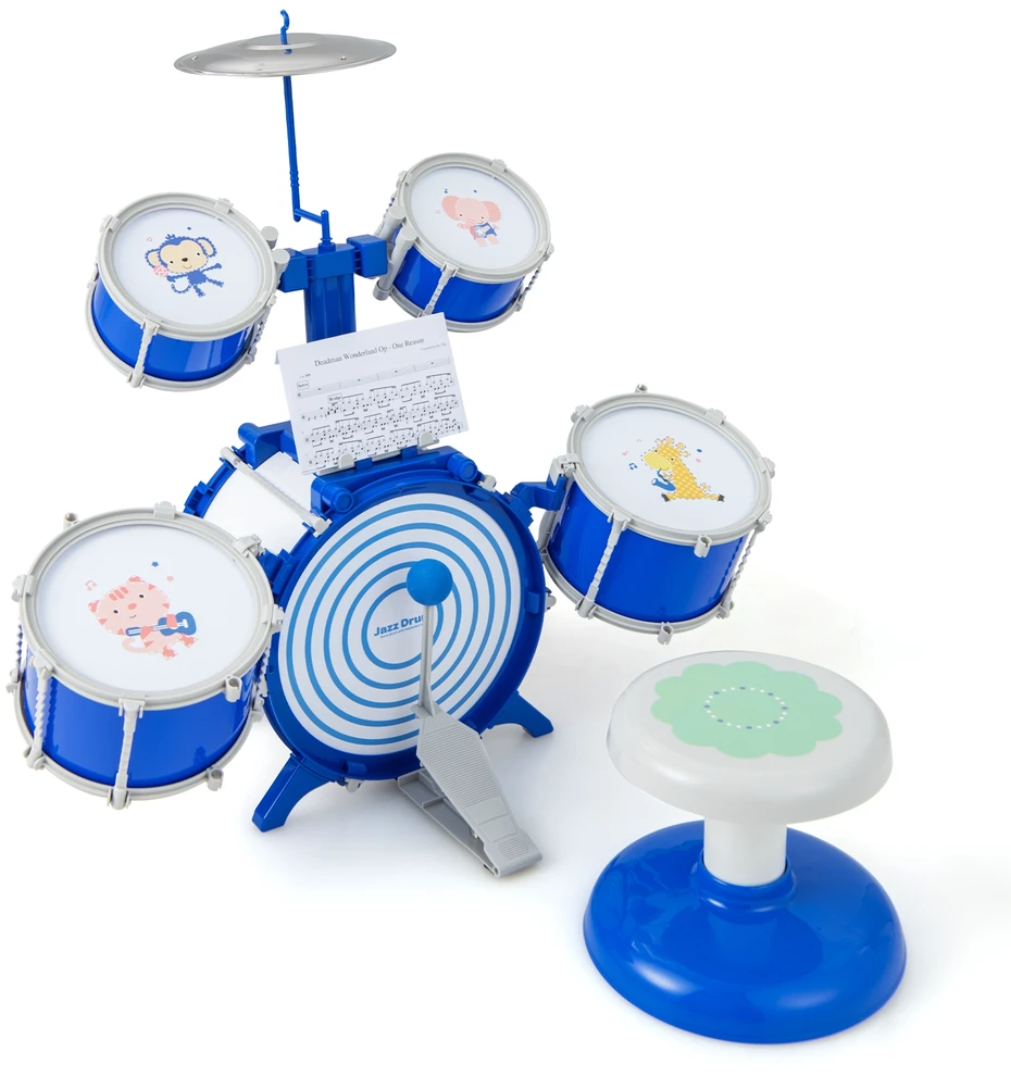 Promotion Vaikiška būgnų rinkinys su pedalais, mėlynas