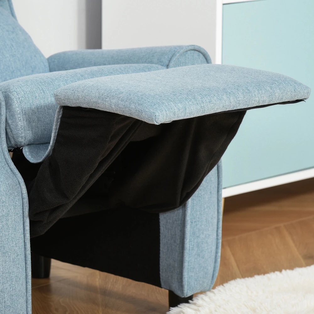 Aosom Vaikiška poilsinė sofa su atlošu ir kojų atrama, mėlyna, 58 x 53 x 70 cm