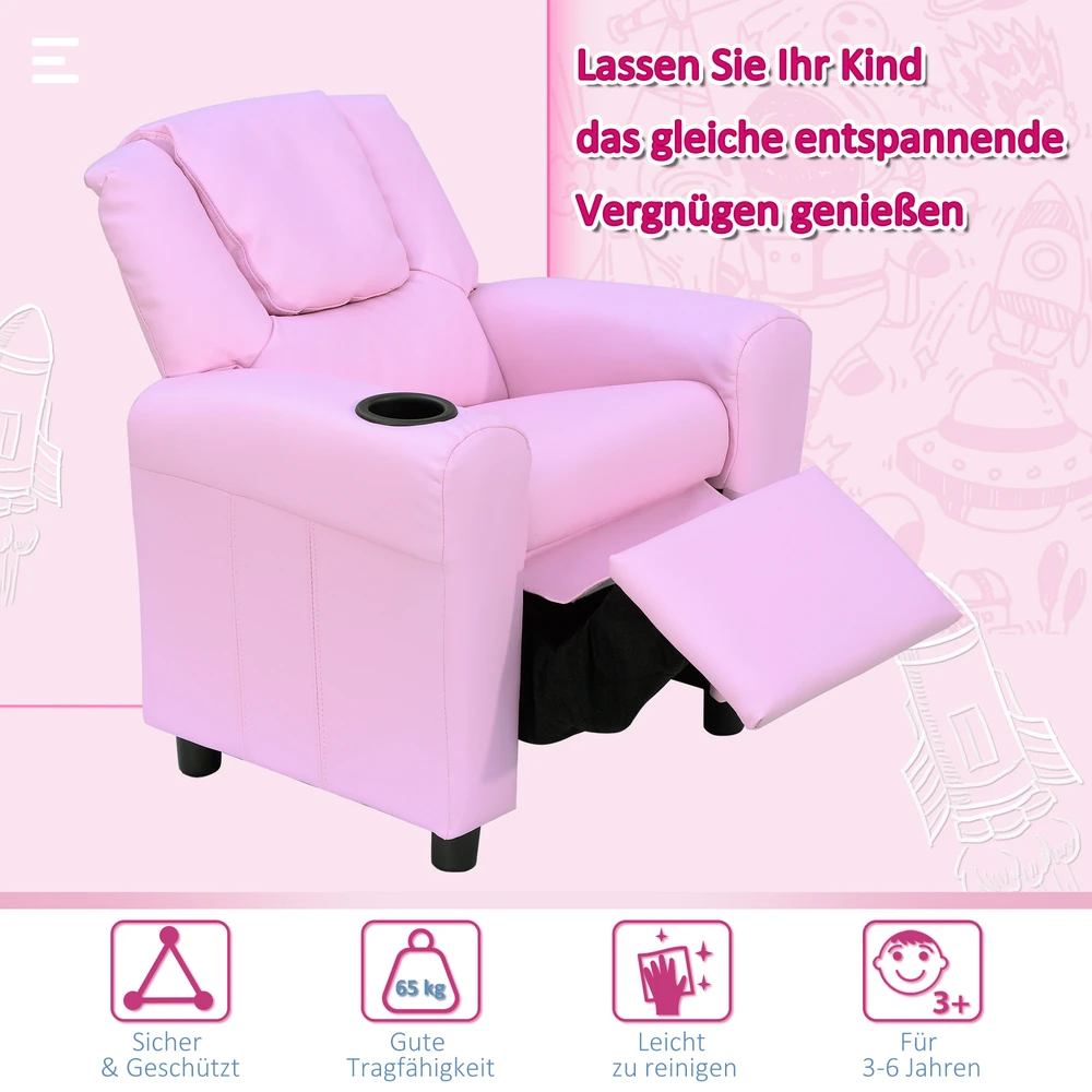 Aosom Vaikiška sofa-kėdė su pakoja, rožinė, 3–6 m., 65 kg