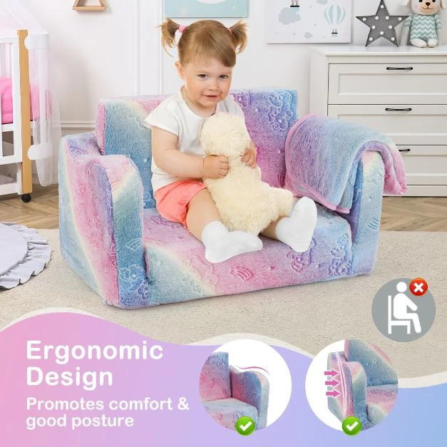 Koduva Vaikiška sofa su antklode 2in1 rožinė