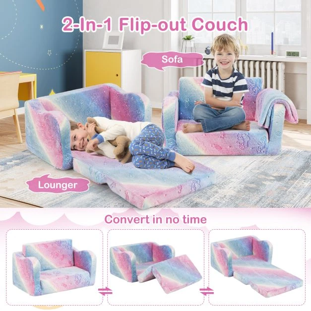 Koduva Vaikiška sofa su antklode 2in1 rožinė
