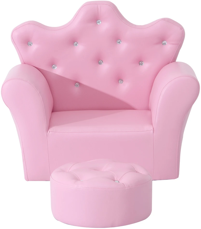 Aosom Vaikiška sofa su pufu, rožinė, 58 x 40,5 x 49 cm, 2 dalių rinkinys