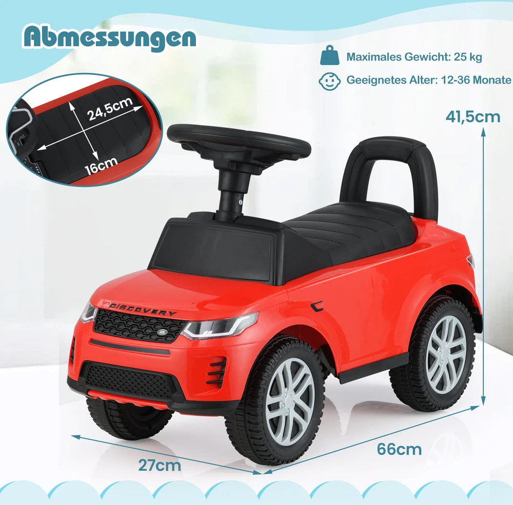 Sofa Promotion Vaikiška stumiamoji mašinėlė su garso signalu ir variklio garsais, raudona