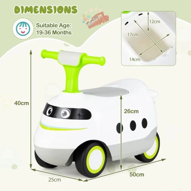 Sofa Promotion Vaikiška važiuojama mašinėlė stumiamasis automobilis, žalia