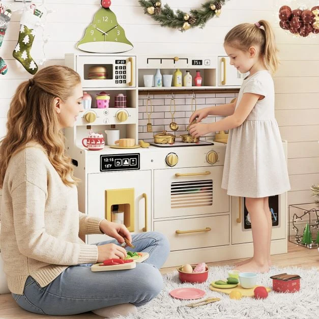 Promotion Vaikiška žaidimų virtuvėlė su viryklėmis ir vandens dozatoriumi smėlio spalvos