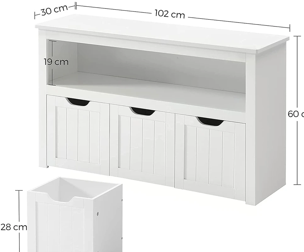 Koduva Vaikiška žaislų laikymo spintelė, balta, MDF, 102 x 30 x 60 cm