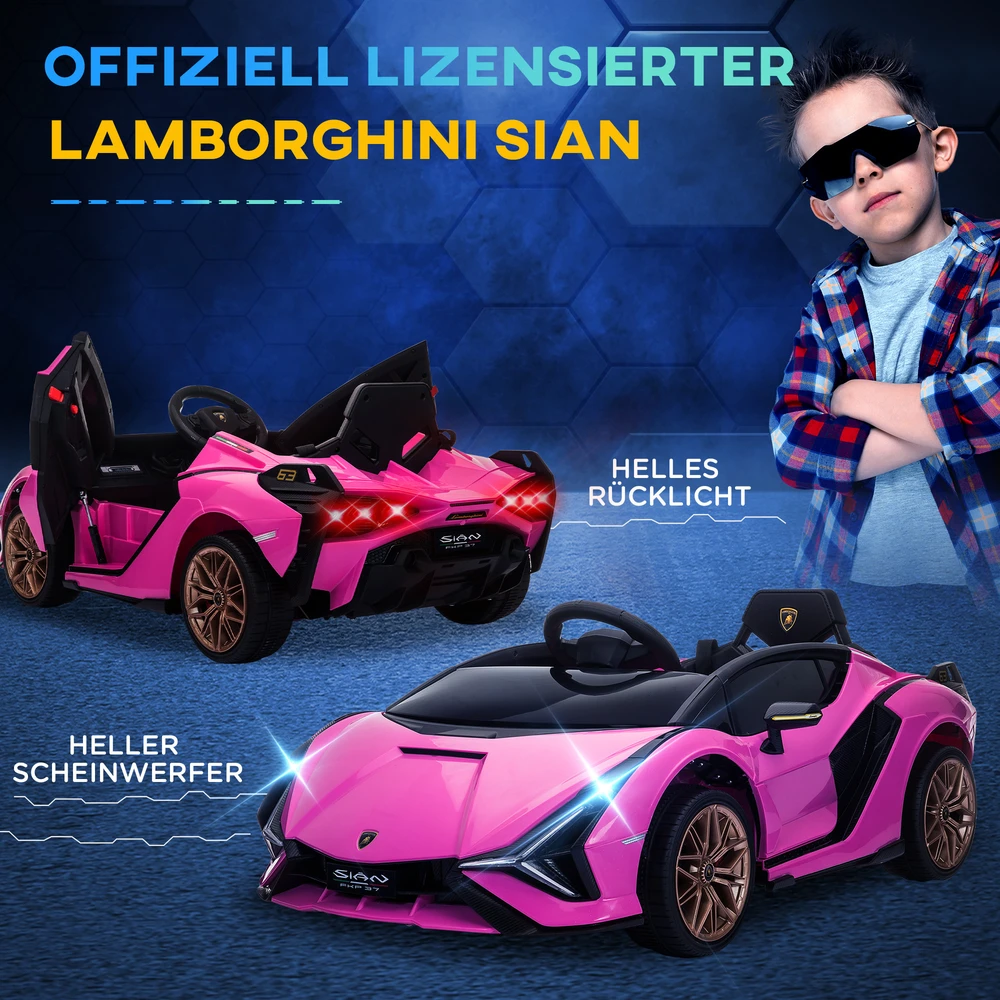 Aosom Vaikiškas elektrinis automobilis Lamborghini, rožinė, 108 x 62 x 40 cm